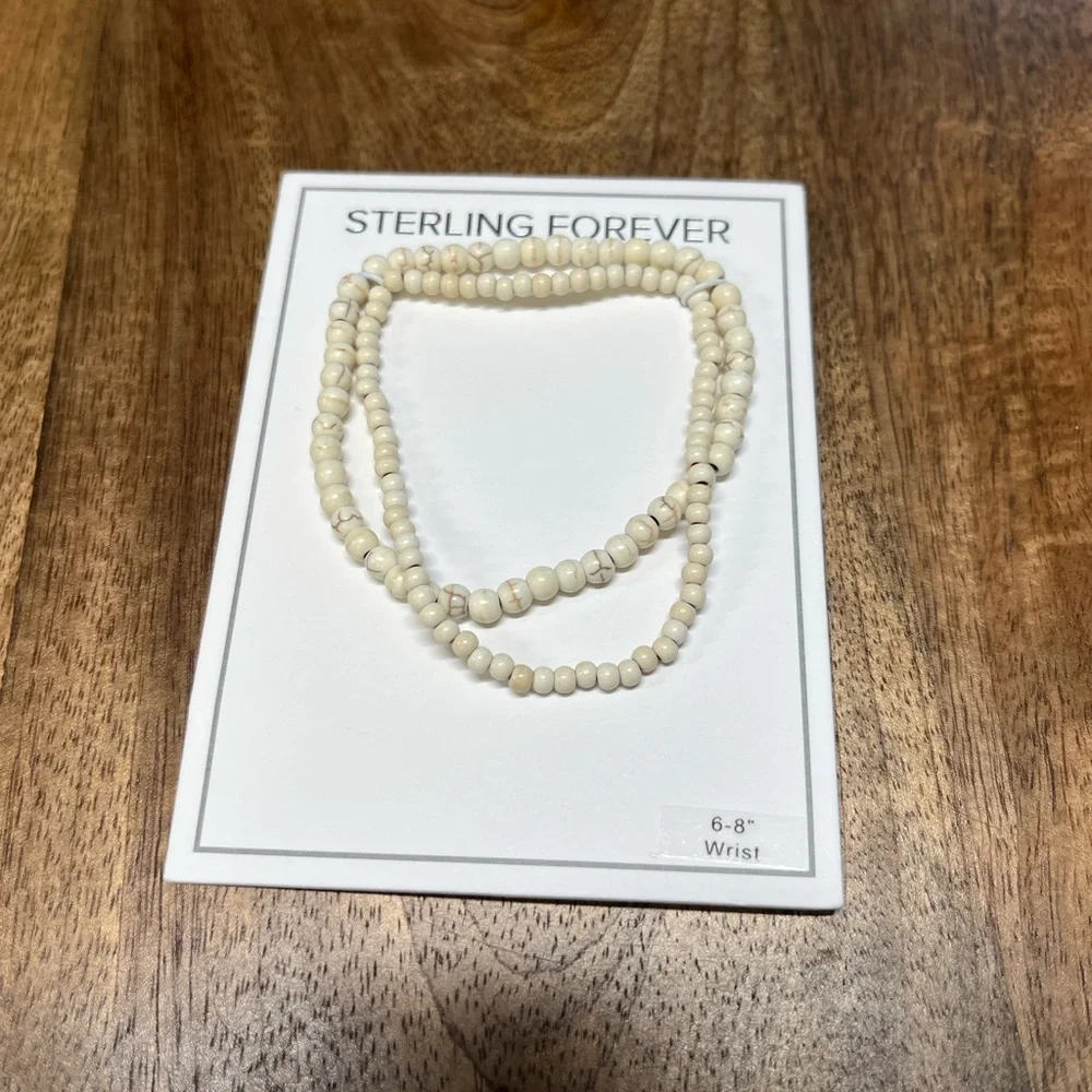 New Sterling forever women’s bracelet stretchy white beads two layered bracelet